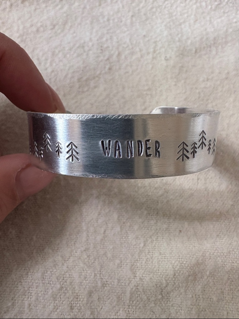 Wander Silver Tone Cuff Bracelet - Inspirational Tree Design